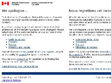RESSOURCES NATURELLES CANADA - http://www.gsc.nrcan.gc.